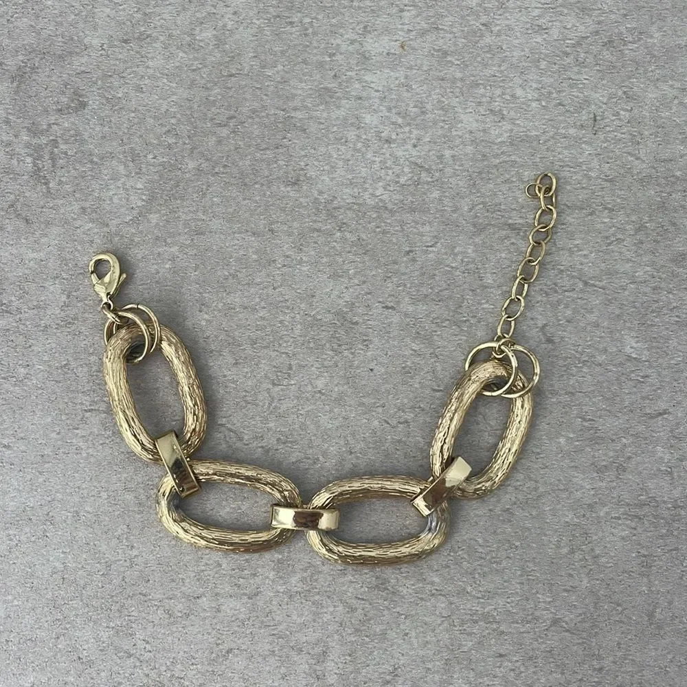 Large gold link bracelet